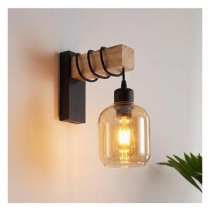 BRILAGI - Nástěnné svítidlo WOOD GLASS 1xE27/60W/230V borovice/černá/kouř hnědá
