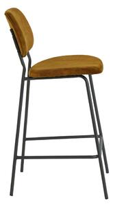 Sametová barová židle v hořčicové barvě 92 cm Emma – Light & Living