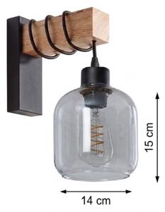 Brilagi - Nástěnné svítidlo WOOD GLASS 1xE27/60W/230V borovice/černá/kouř šedá