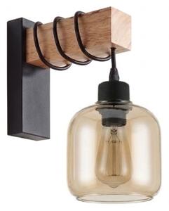 BRILAGI - Nástěnné svítidlo WOOD GLASS 1xE27/60W/230V borovice/černá/kouř hnědá