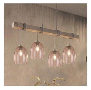 Brilagi - Lustr na lanku WOOD GLASS 4xE27/60W/230V borovice/šedá/kouř béžová