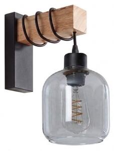Brilagi - Nástěnné svítidlo WOOD GLASS 1xE27/60W/230V borovice/černá/kouř šedá