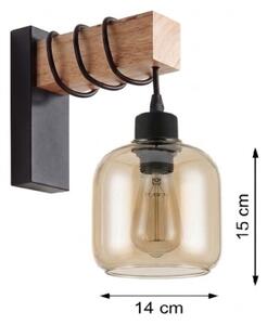 BRILAGI - Nástěnné svítidlo WOOD GLASS 1xE27/60W/230V borovice/černá/kouř hnědá