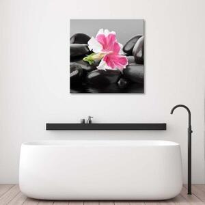 Obraz na plátně, Květiny Zenové kameny - 30x30 cm