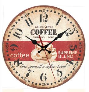 Živá Zeď Dřevěné nástěnné hodiny Ranní káva