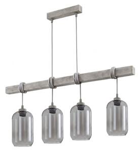 Brilagi - Lustr na lanku WOOD GLASS 4xE27/60W/230V borovice/šedá/kouř šedá