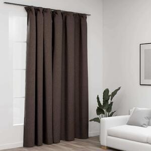 Zatemňovací závěs s háčky vzhled lnu taupe 290 x 245 cm 321207