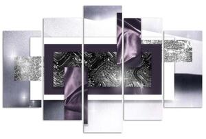 Obraz na plátně pětidílný Abstraktní fialová šedá - 100x70 cm