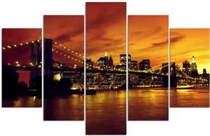 Obraz na plátně pětidílný Newyorský most - 150x100 cm