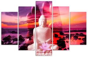Obraz na plátně pětidílný Buddha Sunset Sea - 100x70 cm