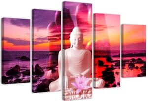 Obraz na plátně pětidílný Buddha Sunset Sea - 150x100 cm