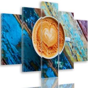Obraz na plátně pětidílný Šálky na kávu Retro Wood - 150x100 cm
