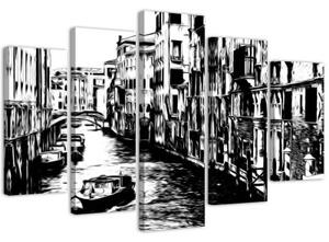 Obraz na plátně pětidílný Benátky Itálie Černá a bílá - 150x100 cm
