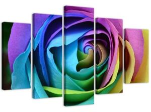 Obraz na plátně pětidílný Růže Květina Barevné - 150x100 cm