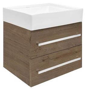 Koupelnová skříňka s umyvadlem SAT Cube Way 60x53x46 cm dub Wellington mat CUBE46602DWSATCW