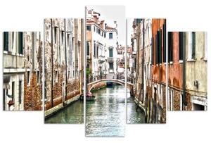 Obraz na plátně pětidílný Benátský kanál Itálie Město - 100x70 cm