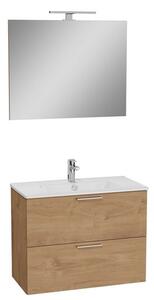 Koupelnová sestava s umyvadlem zrcadlem a osvětlením VitrA Mia 79x61x39,5 cm zlatý dub MIASET80D