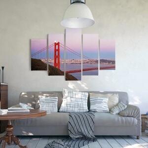 Obraz na plátně pětidílný Most Golden Gate - 100x70 cm