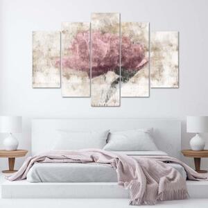 Obraz na plátně pětidílný Růžový vintage květ - 100x70 cm