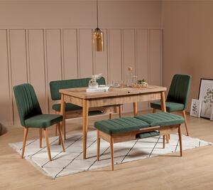 ASIR Jídelní set stůl, židle VINA borovice atlantic, zelená