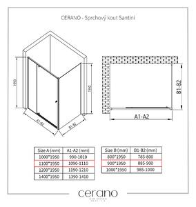 CERANO - Sprchový kout Santini L/P - chrom, transparentní sklo - 110x90 cm - křídlový