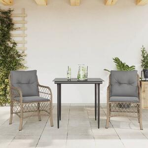 3dílný bistro set s poduškami mix béžové polyratan 3212152