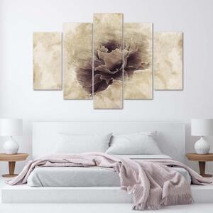 Obraz na plátně pětidílný Růže Květina Béžová Příroda - 100x70 cm