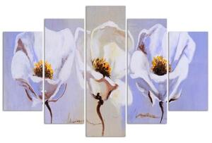 Obraz na plátně pětidílný Květiny Bílá příroda - 150x100 cm