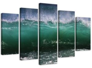 Obraz na plátně pětidílný Mořská vlna tyrkysová - 100x70 cm