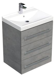 Koupelnová skříňka s umyvadlem SAT Cube Way 60x76,5x46 cm beton mat CUBE46603BEVER