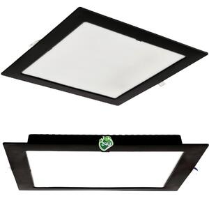 Čtvercový LED panel zapuštěný černý - 24W - PC - neutrální bílá BERGE