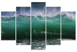 Obraz na plátně pětidílný Mořská vlna tyrkysová - 100x70 cm
