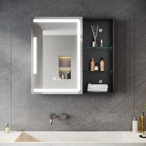 SONNI Jednodveřová zrcadlová skříňka 65x60x13cm s dvojitým dotykovým spínačem Nastavitelné světlo a tma Tři barevné teploty s funkcí proti zamlžení