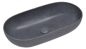 Umyvadlo na desku SAT Cemento 65x35 cm antracit bez přepadu CEM6535A
