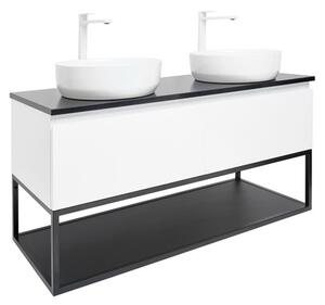 Koupelnová skříňka s kamennou krycí deskou SAT B-Way 119x30x45 cm bílá lesk BWAY120WU2B2BF