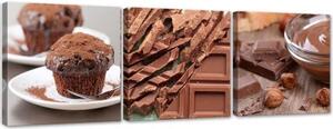 Obraz na plátně třídílný Čokoládový dort - 150x50 cm