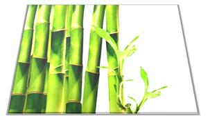 Skleněné prkénko bambus s listy bílé pozadí - 30x20cm