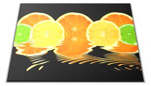Skleněné prkénko ovoce pomeranč, citron, limeta - 30x20cm