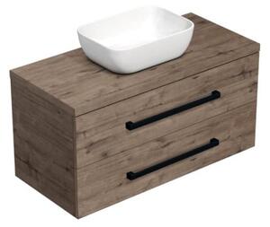 Koupelnová skříňka s černou úchytkou a krycí deskou SAT Cube Way 100x46x47,5 cm dub Wellington mat CUBE46C1003DWSAT45