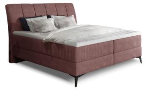 Boxspring postel 140 cm Alberto (tmavě růžová) (s matracemi)