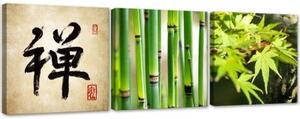 Obraz na plátně třídílný Asie relaxace zen bambus - 150x50 cm