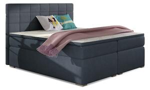 Boxspring postel 140 cm Abbie (modrá) (s matracemi)
