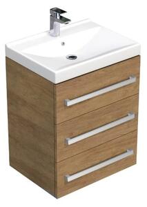 Koupelnová skříňka s umyvadlem SAT Cube Way 60x76,5x46 cm dub Hickory CUBE46603DHVER