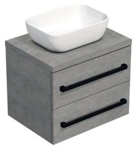 Koupelnová skříňka s černou úchytkou a krycí deskou SAT Cube Way 60x47,5x46 cm beton mat CUBE46C1603BE45