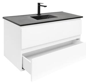 Koupelnová skříňka s keramickým umyvadlem SAT B-Way 99x50x45 cm bílá lesk BWAY2100WU4B2B