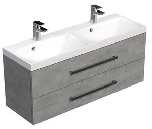 Koupelnová skříňka s dvojumyvadlem SAT Cube Way 120x53x40 cm beton CUBE2120ZBE