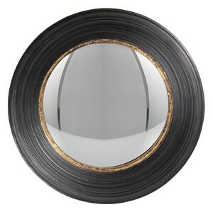 Vypouklé zrcadlo Beneoit s černým rámem se zlatou linkou – Ø 34 cm - Clayre & Eef