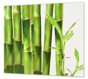 Ochranná deska bambus s listy bílé pozadí - 52x60cm / S lepením na zeď