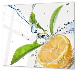 Ochranná deska citron ve vodě s listím - 40x40cm / Bez lepení na zeď