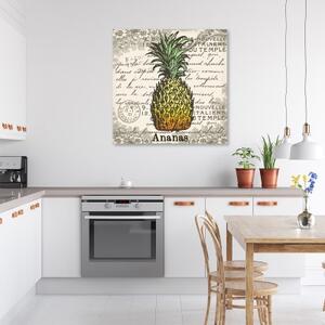 Obraz na plátně, Vintage ananas - 40x40 cm